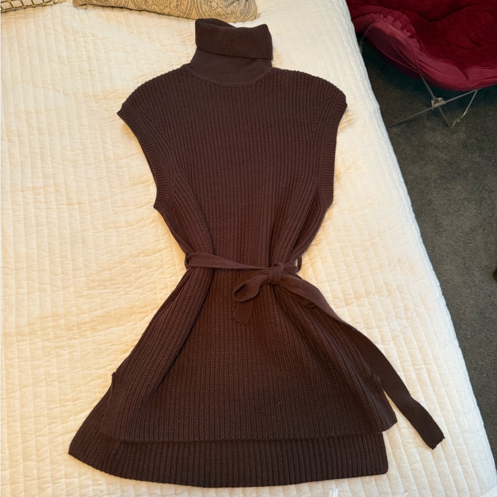 Zara Chocolate Brown Knit Turtleneck Top